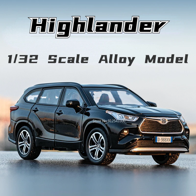 

1/32 2023 Highlander SUV Alloy Toy Car Model with Sound Light 6 Doors Opened Off-road Vehicle Scale Model Toys for Boy Christmas