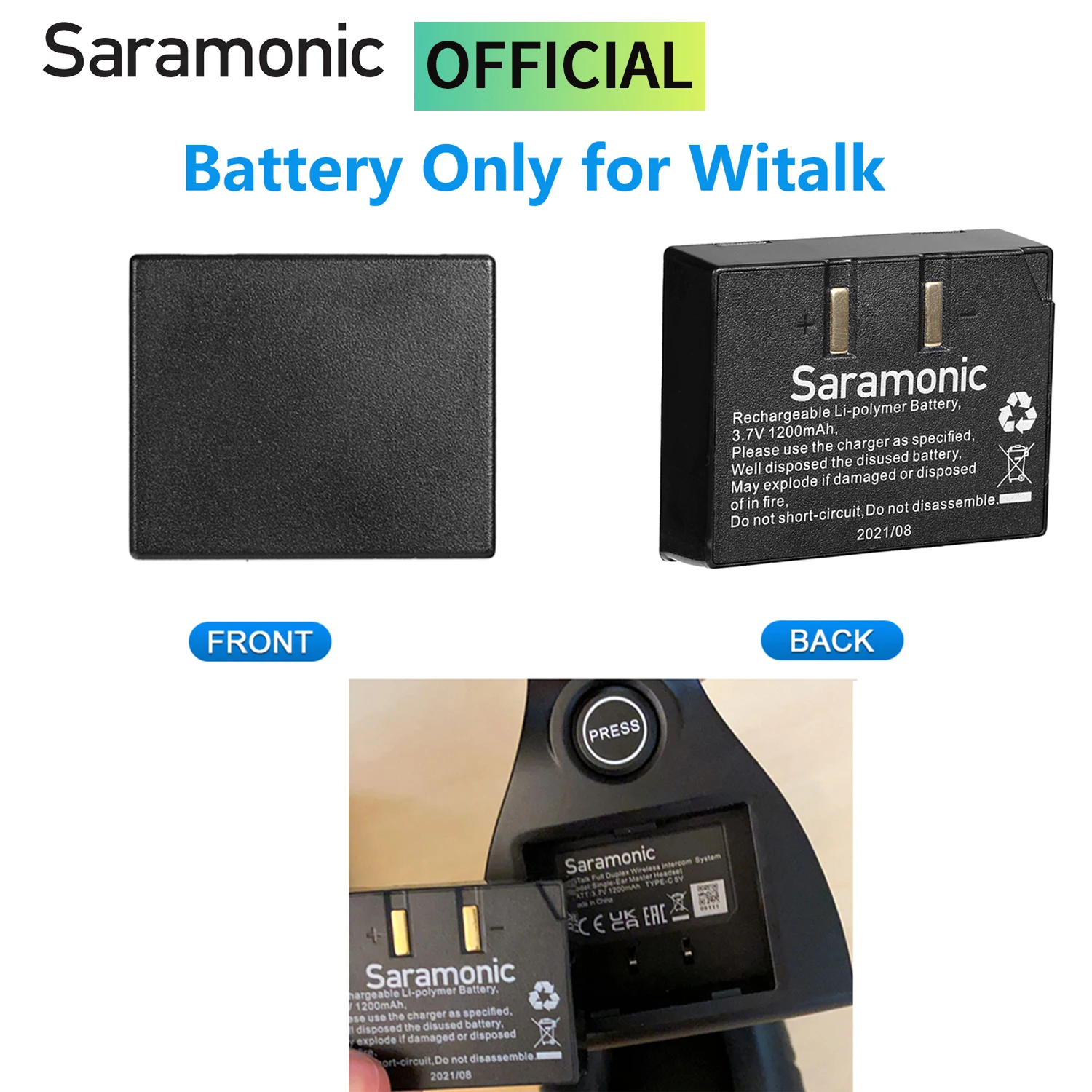 

Saramonic WiTalk BP Rechargeable Battery for WiTalk 1.9GHz Condenser Full-Duplex Wireless Intercom Headset Microphone System