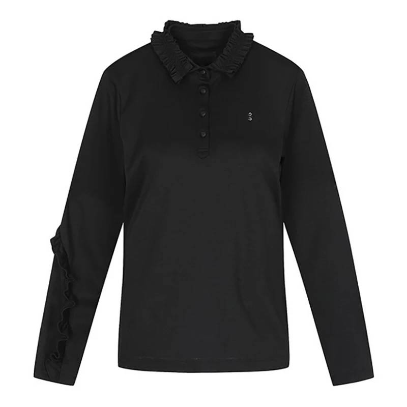 Sale spring autumn ribbon long sleeves golf shirt for women cute elegant ladies casual wear stretch apparel clothes