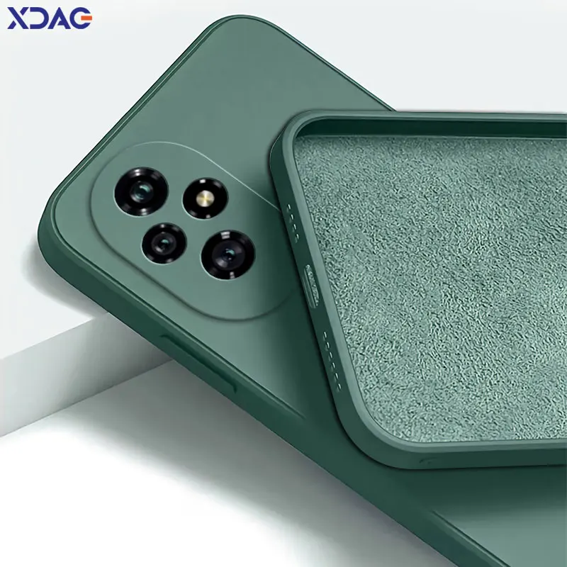 Premium Square Liquid Silicone Phone Case with Lens Protection, Double Liner Design