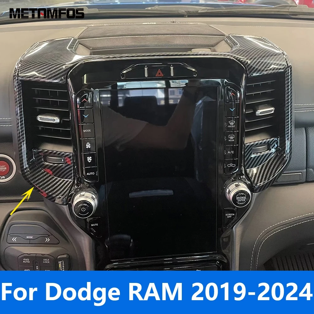 

Car Accessories For Dodge RAM 2019-2022 2023 2024 Interior Carbon Fiber Center Console Air Conditioning Vent Outlet Cover Trim