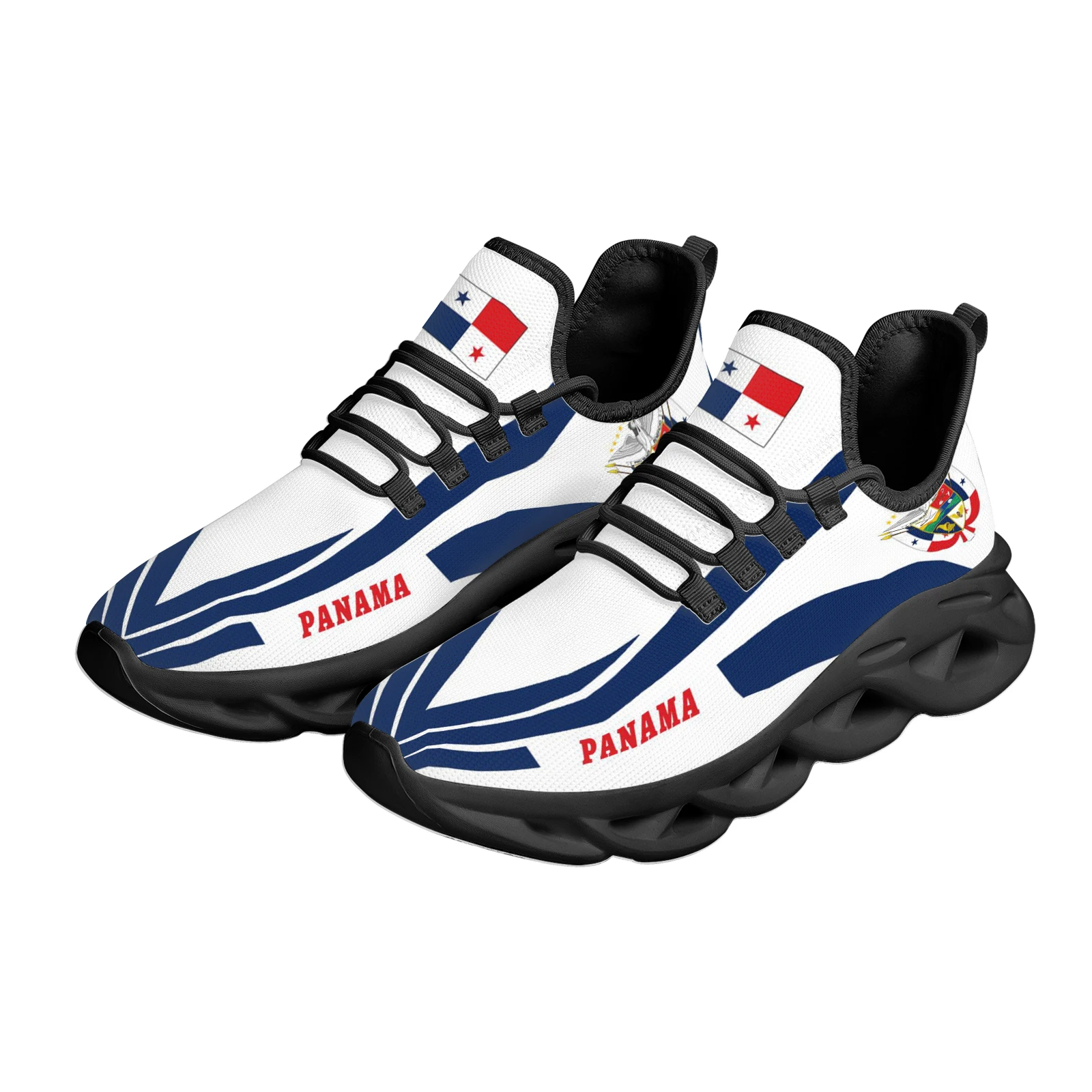 Blue And White Panama Country Flag Design Lightweight Outdoor Shockproof Sneakers Knitted Breathable Shoes Zapatos