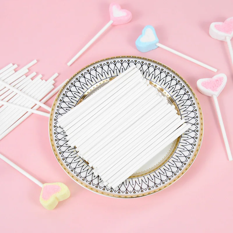 100pcs 솔리드 코어 백서 롤리팝 스틱 DIY 초콜릿 설탕 캔디 롤리 팝 빨판 스틱 케이크 팝 스틱 8/10/15/20cm