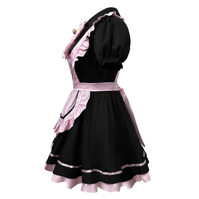 Anime Black Pink Lolita Maid Cosplay Kleid mit Schleife – Süßes Mädchen Kostüm 33