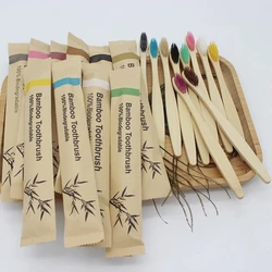 Eco-Friendly Bamboo Toothbrush Set - Soft Bristle Charcoal Brushes (10Pcs Mixed Colors)