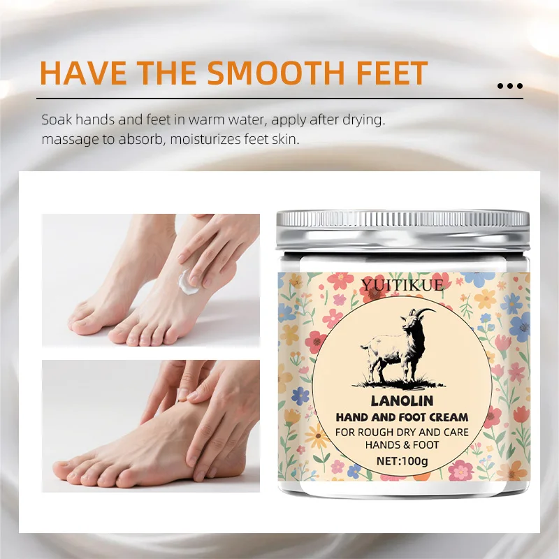 YUITIKUE Lanolin Hand and Foot Cream, suitable for rough, dry skin and for long-lasting moisturizing care of hands and feet.