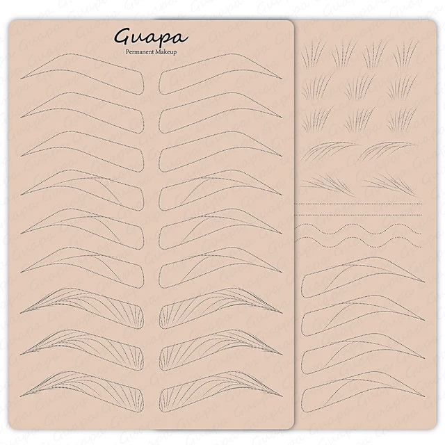 1PC Asia Eyebrow Hair Stroke Pattern Pad Both Side Print Design Synthetic Skin Rubber Plate for