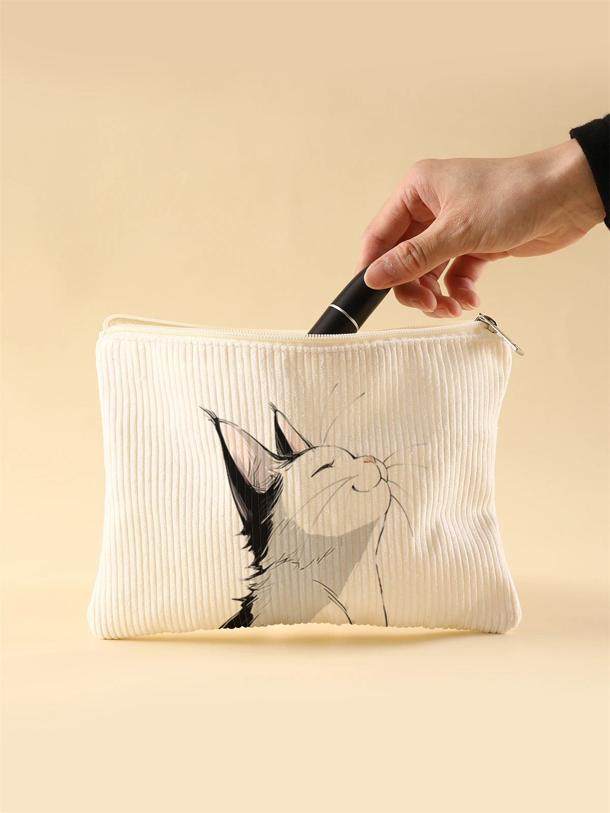 Corduroy Travel Cosmetic Bag Portable Makeup Storage Bag Purses Women Large Capacity Zipper Make Up Organizer Storage Clutch