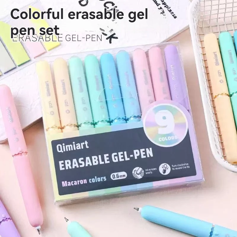 9PC 컬러 지워지는 중성펜 세트, 열에 민감한 쉽게 지워지는 9색 마커 및 수채화 펜 (드로잉, 플래너, 마킹용)