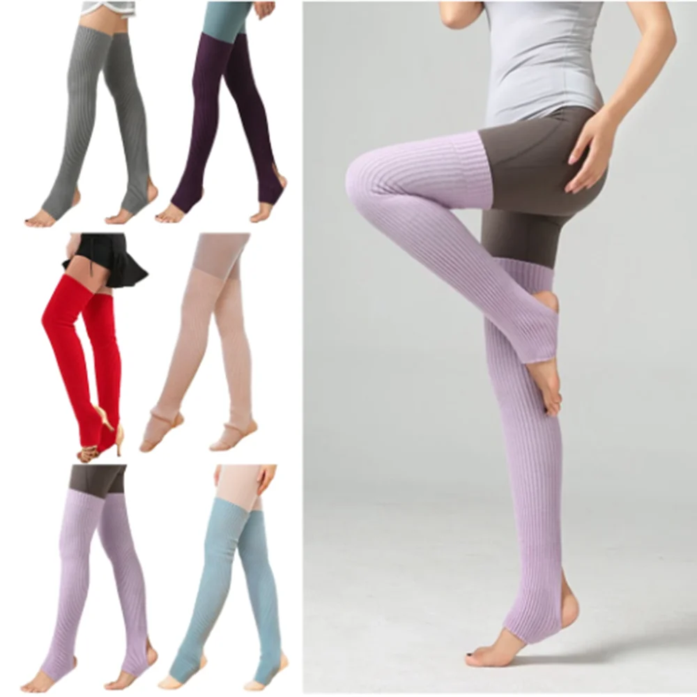 Women Long Knitted Leg Warmers Stocks For Ballet Latin Dance Pilates Winter Warm Solid Color Fitness Sports Gym Leg Stocking