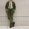 Velveteen Men Suit Two Pieces(Jacket+Pants) Lapel Outfits Chic Casual Party Prom Wedding Set 2