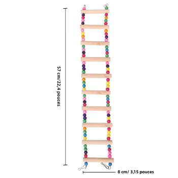L Size 10 Ladder Pet Birds Swing Wooden Bridge Ladder Climb Cockatiel Parakeet Budgie Parrot Toy Wood Ladder 6