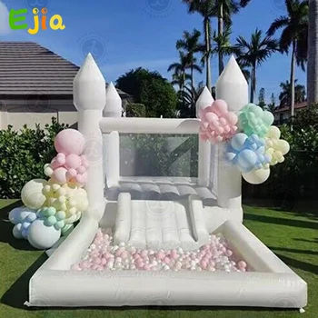 PVC Inflatable White Bounce House Professional Jumping Bouncy Castle Bouncer with Ball Pit&Air Blower For Kids Wedding Party 1