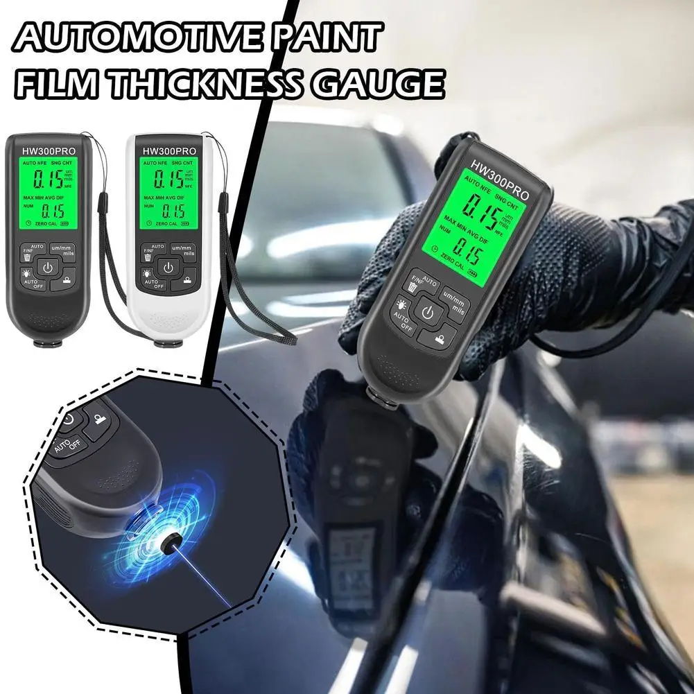 HW-300PRO Auto Thickness Gauge Digital Coating Thickness Paint Car Tester Measuring Paint 0.1micron/0-2000 Film Tester E5D0