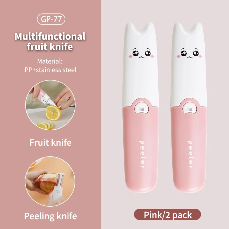 

Stainless Steel Fruit Knife Peeler 2 In 1 Double Head Multifunctional Folding Portable Knife Outdoor Camping Peeling Tool