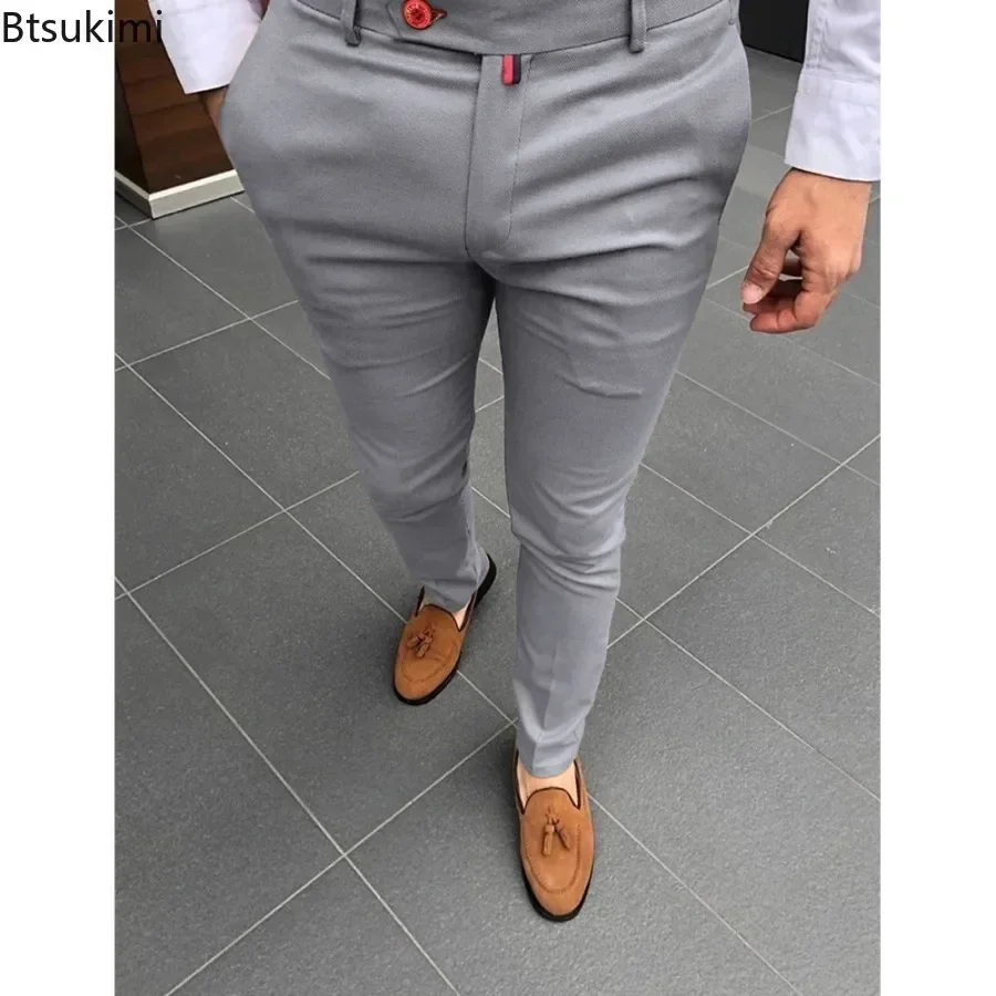 Men's Fashion Casual Trousers Daily Office Business Formal Pants Solid Slim Pencil Pants Men Versatile for Four Season casual pants formal trousers
