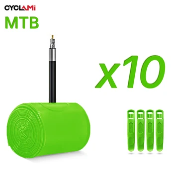 10 pezzi CYCLAMI ultraleggero TPU camera d'aria bici MTB 26 27.5 29 pollici bicicletta 63g valvola francese strumenti di riparazione pneumatici ciclismo grossista