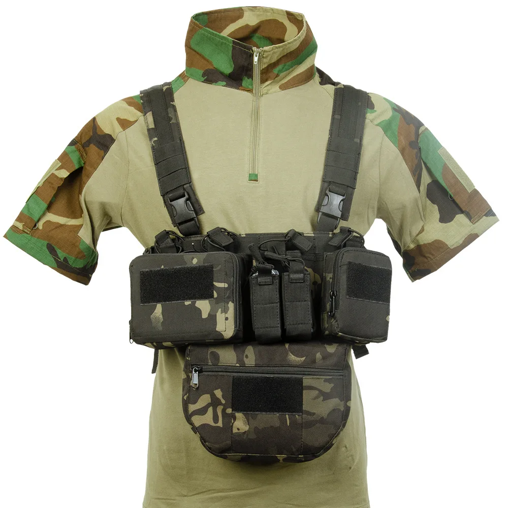 Tactical Chest Vest Rig Assault 500D Molle Multicam Tactical Vest with Multi-Pockets Hunting Magazine Pouch Vest for CS