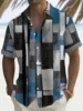 Summer retro plaid print pattern short sleeved lapel single breasted shirt Hawaiian shirt casual men's top comfortable fabric 1