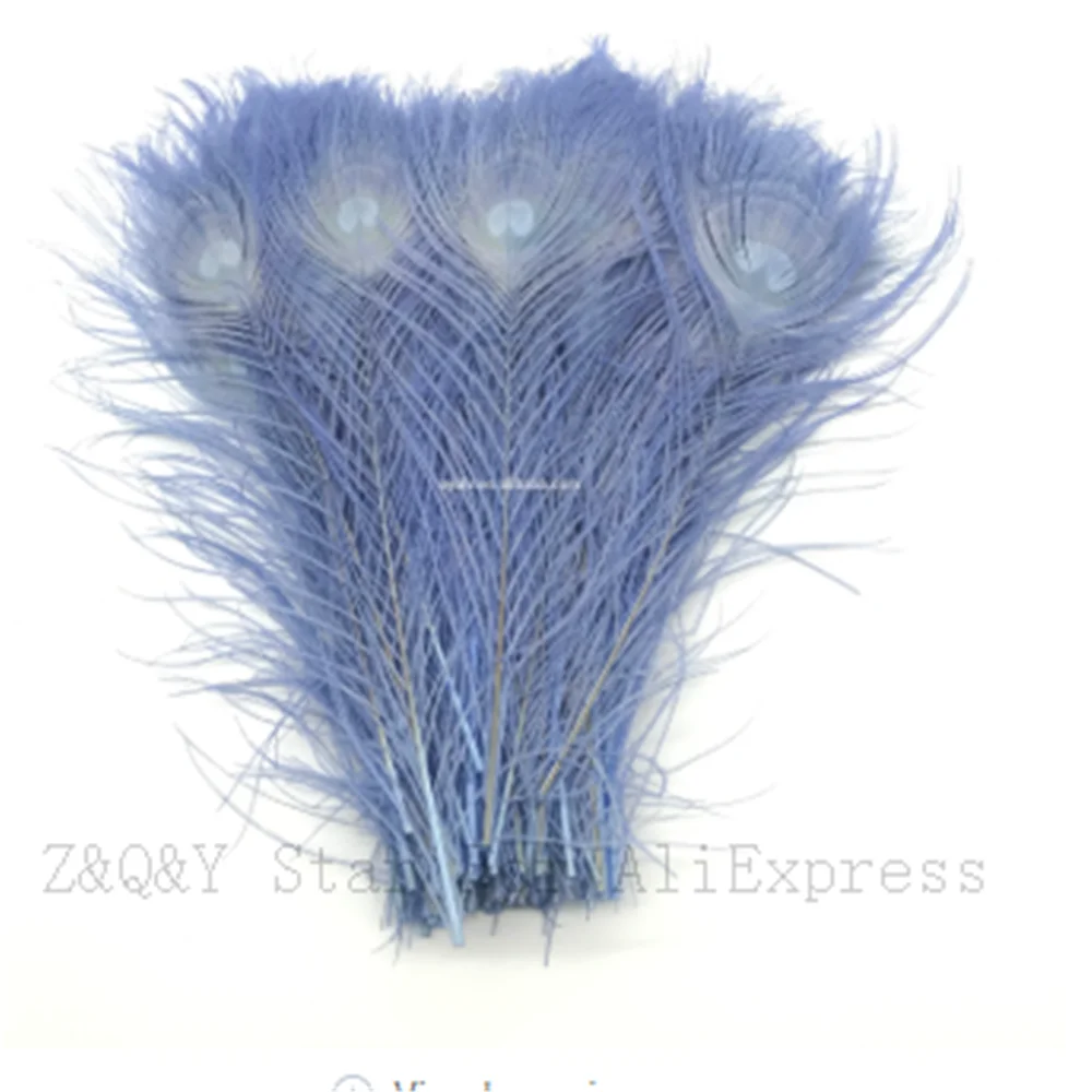 

Natural 25--30CM (10-12 inches) peacock feathers dyed light blue 50-100 DIY craft jewelry show mask feathers