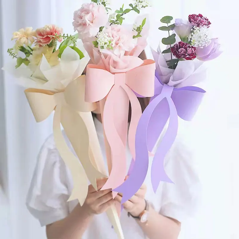 1/4pcs Bowknot Flower Packaging Box Kraft Paper Rose Flower Bags  For Home Wedding Party Christmas Wrapping Gift Decoration