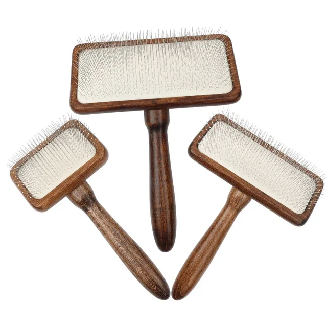 Dog Comb Retro Wood Dog Brush Pet Hair Remover Massage Cat Brush Pet Grooming Stainless Steel Combs for Cats Hair Knot Opening 5