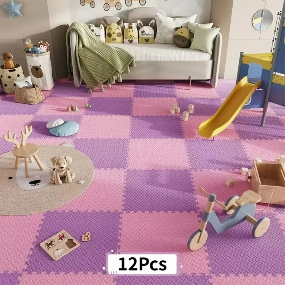 12 Pcs Home Foam Flooring EVA Foam Patchwork Floor Carpet Soft Non Slip Thickened Crawling Mat Children's Play Mat Home Decor