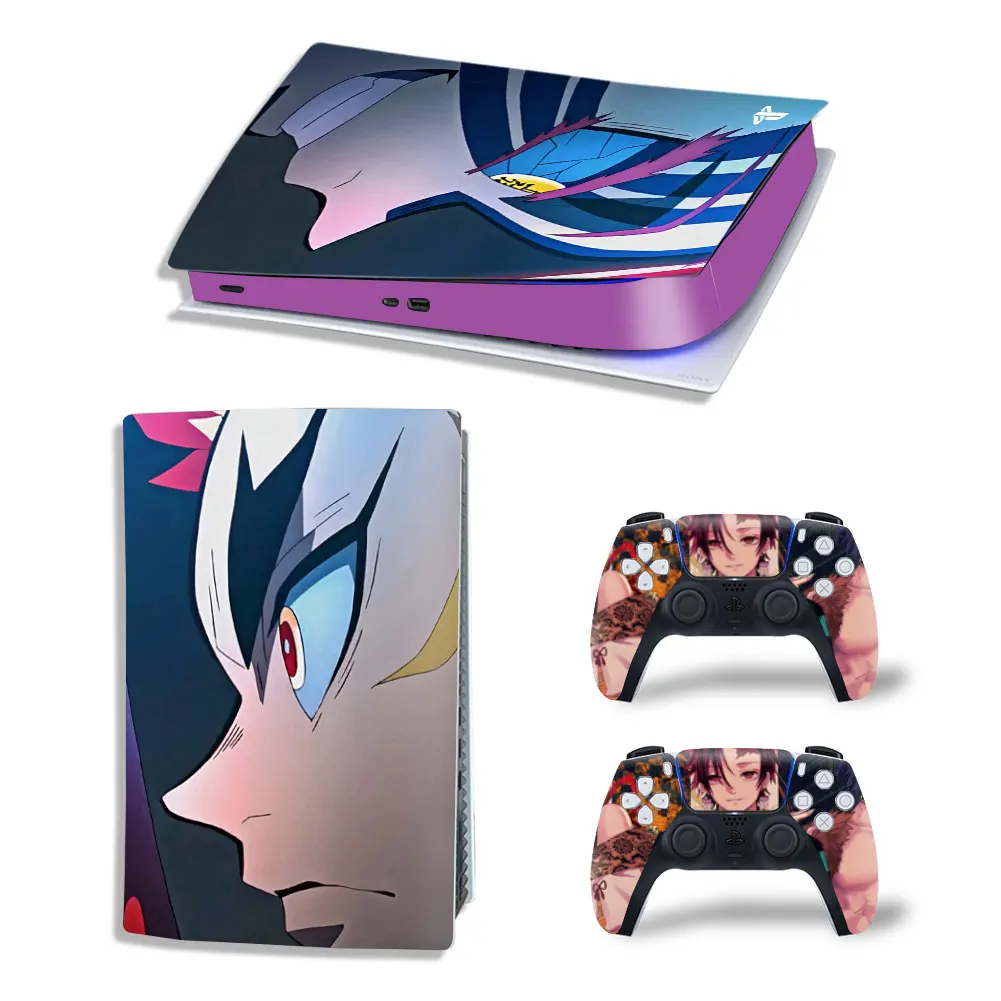 Demon Slayer Tanjiro PS5 Digital Edition Skin Decal Cover for PlayStation 5 Console and 2 Controllers PS5 Skin Sticker Vinyl 