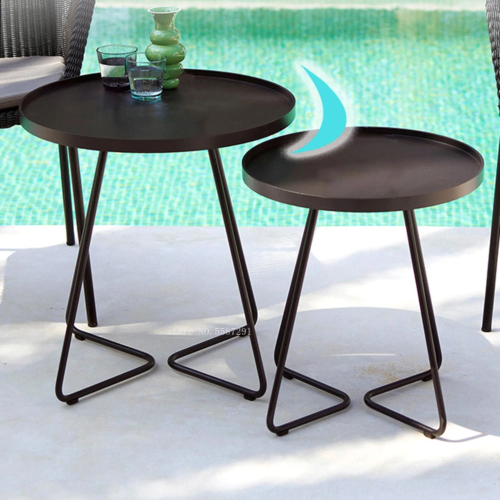 

Nordic end tables Light Luxury Living Room Sofa Creative Small Round Table Minimalist Wrought Iron Round Movable bedside table
