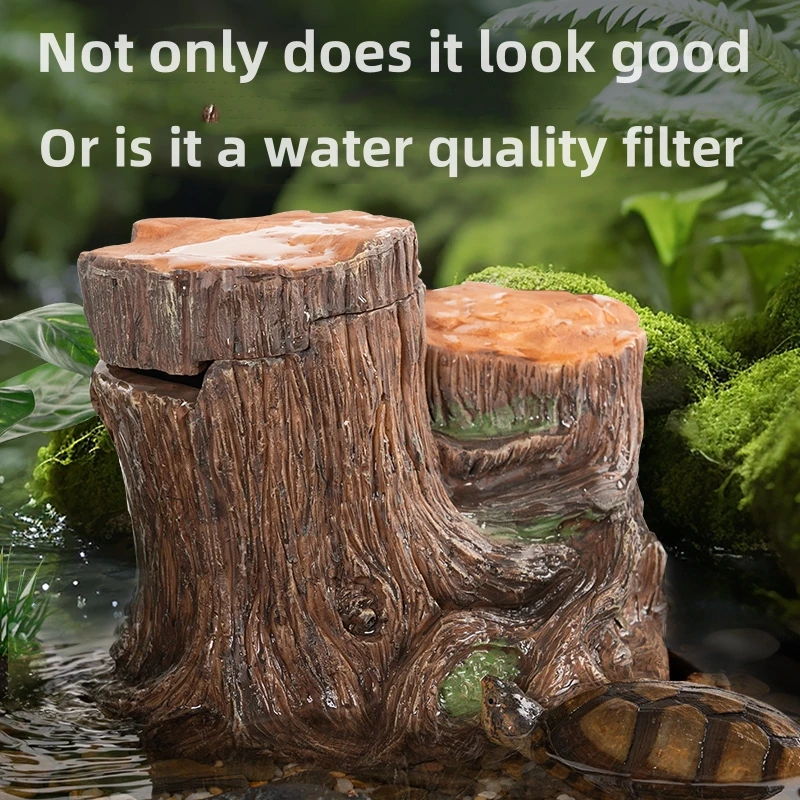 

Aquatic Fish Tank Filter, Turtle Inspired Ecological Tree, Stump Landscaping, Low Water Level, amphibious Filtration System