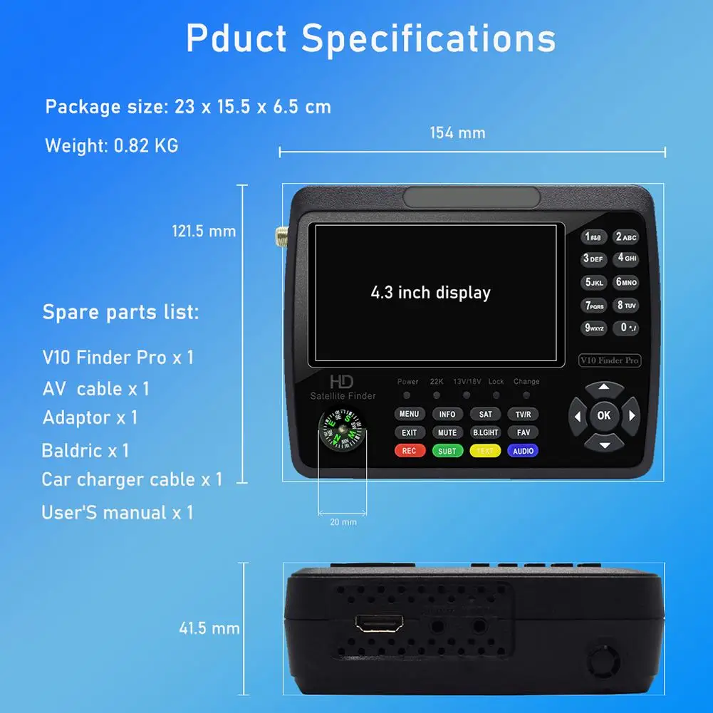 V10 δ ƽ  δ ȣ 跮, DVB-S S2 S2X ù Sat   4000mAh ͸, 2023 ǰ