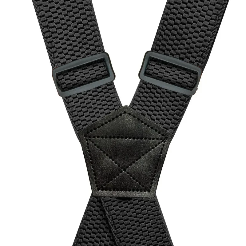 Men Suspenders Braces 3.8cm Wide X-Back 4 Plastic Gripper Clasps Adjustable Elastic