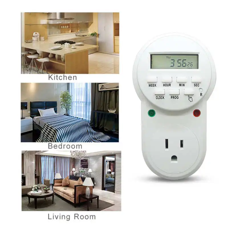 

Electronic Digital Timer Switch Programmable Socket Timer Switch Socket 125V 15A For Power Socket Lamps And Household Appliances