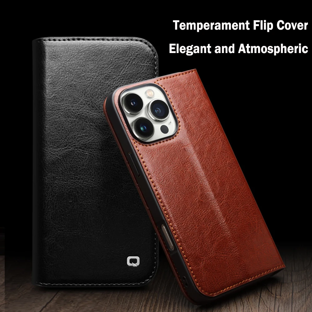 QIALINO Premium Genuine Leather Handmade Flip Case with Card Slots