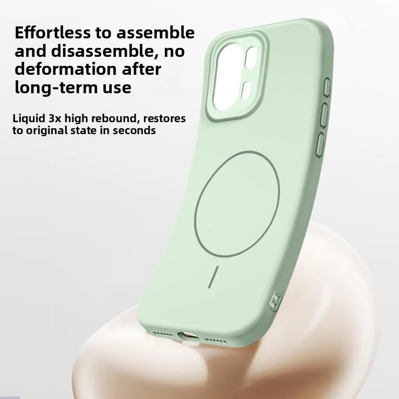 Enhanced Magnetic Skin-Feel Liquid Silicone Drop-Proof Shockproof Case Cover