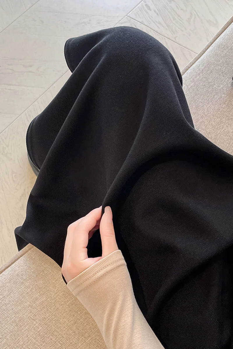 2025 neue Herbst frauen Mid-Kalb Röcke Vintage Elastische Taille Gestrickte Gerade Bleistift Rock Elegante Split Paket Hüften röcke – Detail 10