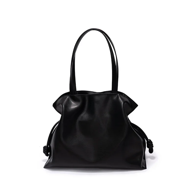 Luxury Brand Single Shoulder Bag Tote Cowhide Drawstring Large Capacity Handbags for Women Crossbody High-quality Messenger