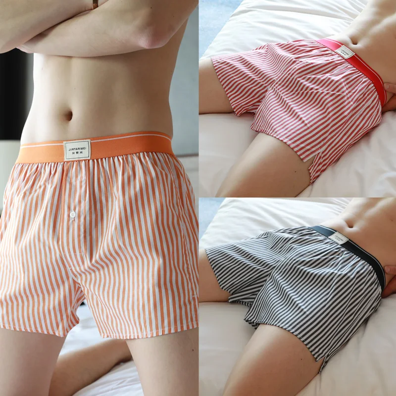 ICOOL 3PCS/LOT Summer Men's Loose Sleep Underwear 100%Cotton Aro Pants Pajamas Large Size Underpants Square Corner Boxer Shorts