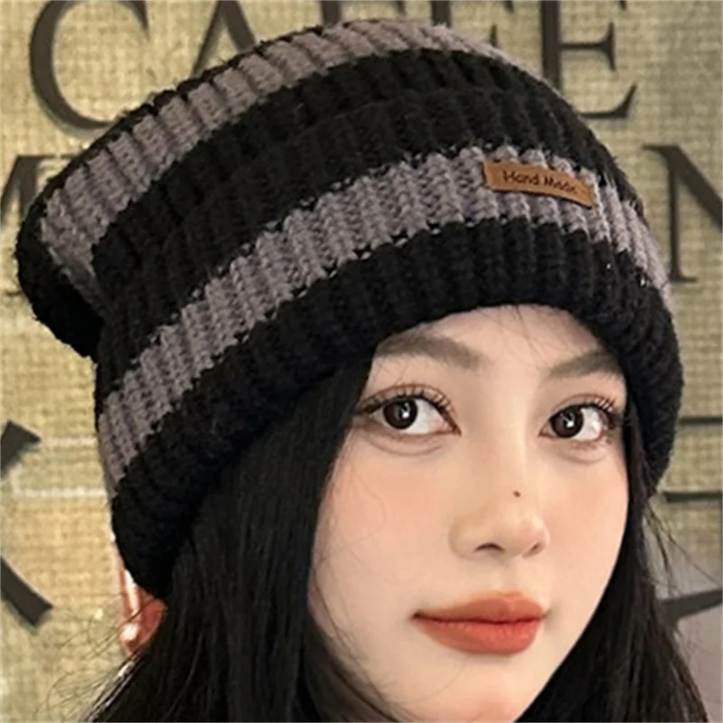 NEW Winter Warm Hats For Women Casual Stacking Knitted Bonnet Caps Men Hats Stripe Hip Hop Unisex Female Beanies - 6