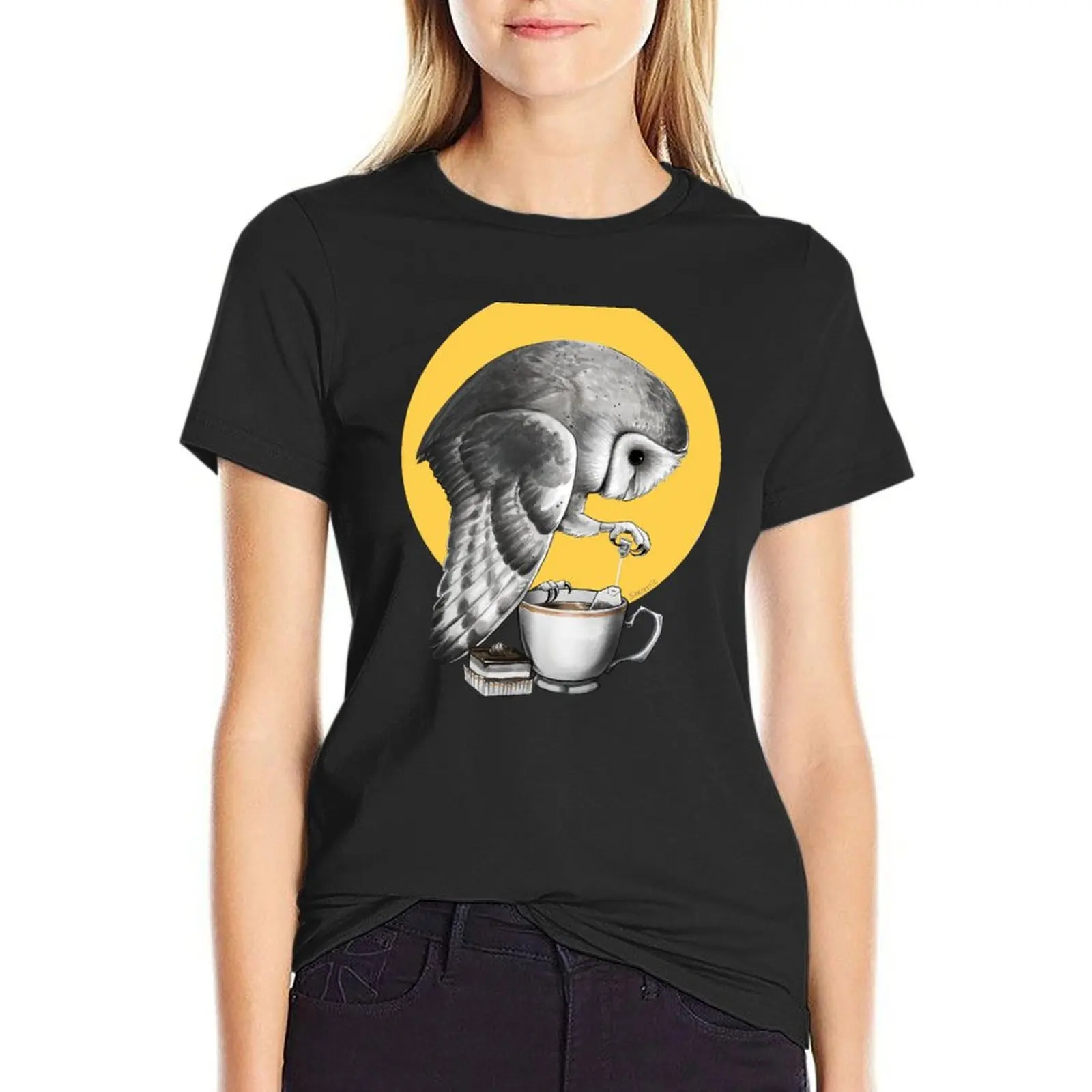 

Tea Owl T-Shirt anime clothes plus sizes Aesthetic clothing korean fashion Women tops