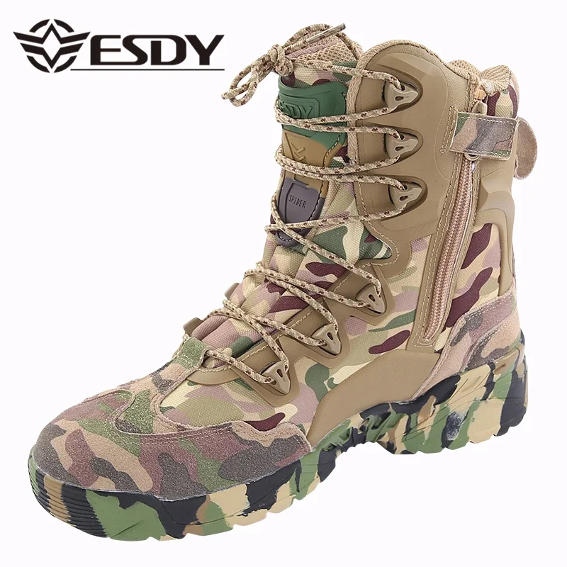 

Outdoor Desert Hunting Camo Breathable Hiking Shoe Spring Autumn Men Hunting Climbing Leather Wearproof Tactical Training Boots