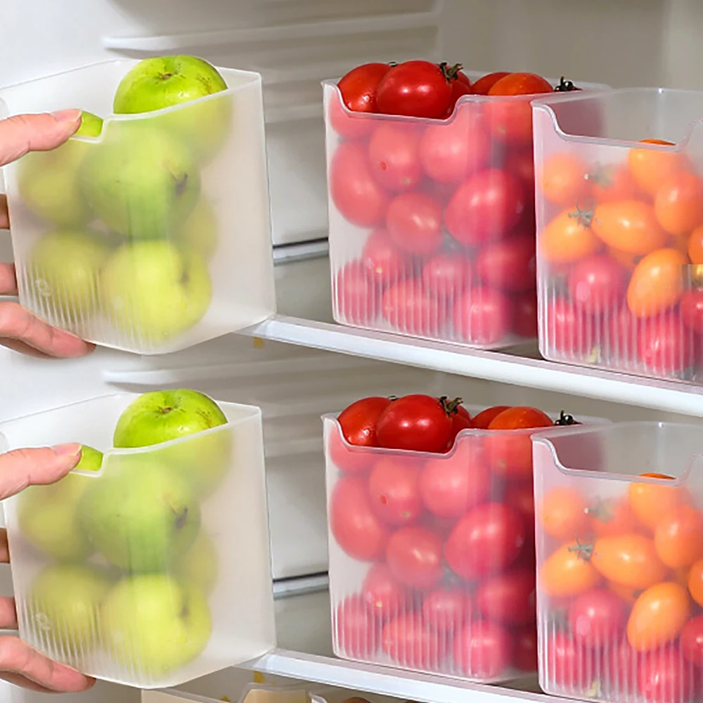 Caja organizadora para refrigerador, contenedores de almacenamiento de  puerta lateral para nevera, plástico translúcido, cocina, fruta, especias,  contenedor de alimentos, 5/1 Uds. - AliExpress, image size:1000x1000