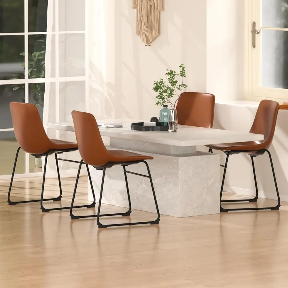 

Dining Chairs，Kitchen & Dining Room Chairs, PU Leather Cushion and Metal Legs Bar Chairs, Counter Height Bar Stools