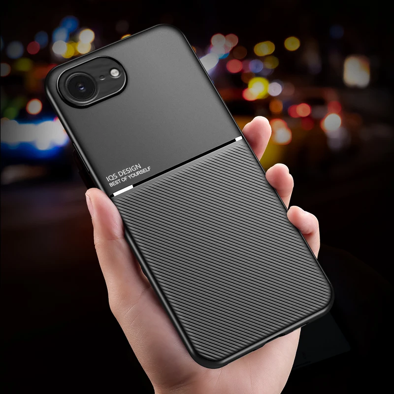 Magnetic Leather Plate Phone Case with Soft Silicone Back Cover