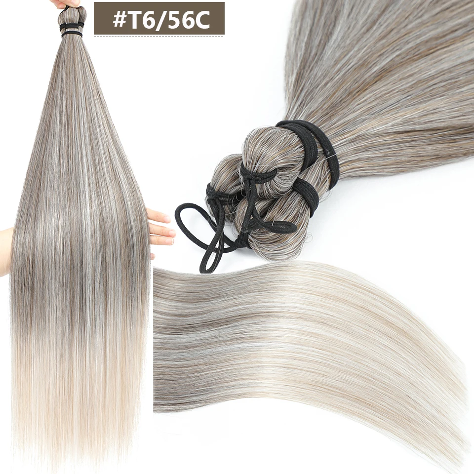 28 Zoll 300 Gramm Häkelzöpfe Glattes Haar Ombre Braun 6 # Blond 613 # Orange Hair Bio Hochtemperatur-Synthetikhaar – Detail 30