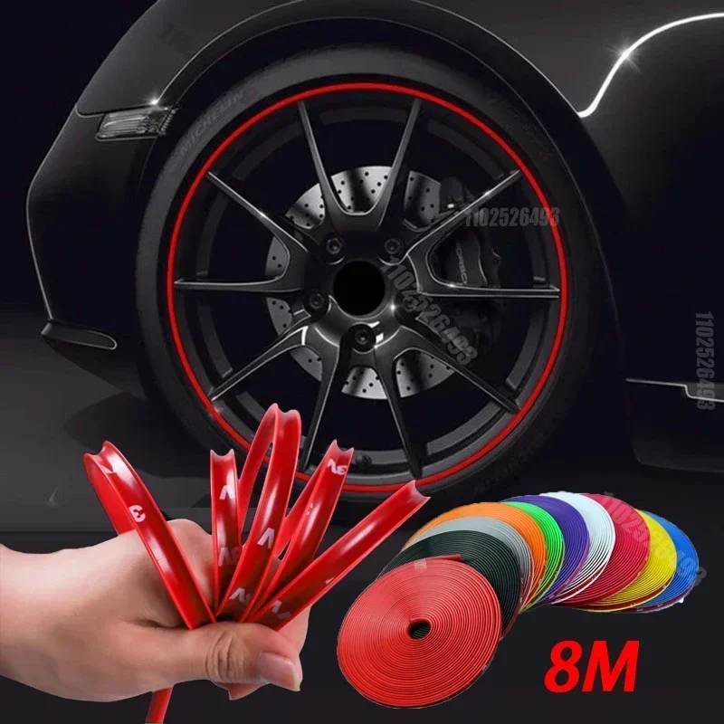 Car Wheel Decorative Strip 8M Universal Car Rim Protect Strip Wheel Edge Protector Covers Accessories