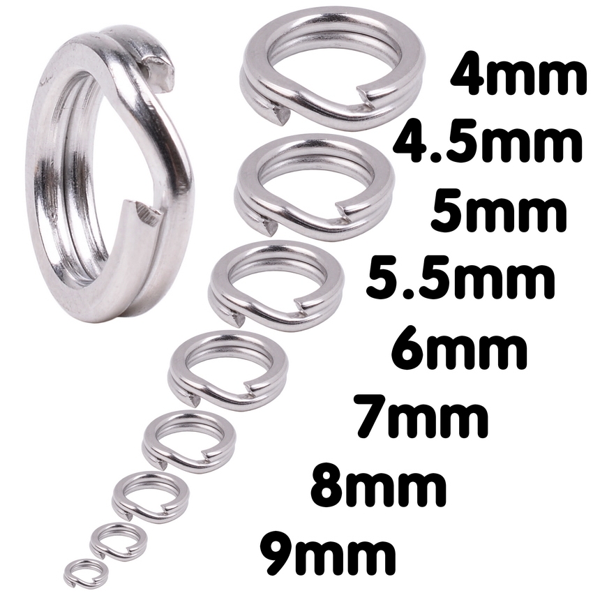 50pcs/lot Stainless Steel Split Ring Diameter 4mm to 8mm Heavy Duty Fishing Double Ring Connector Fishing Accessories Fish Box