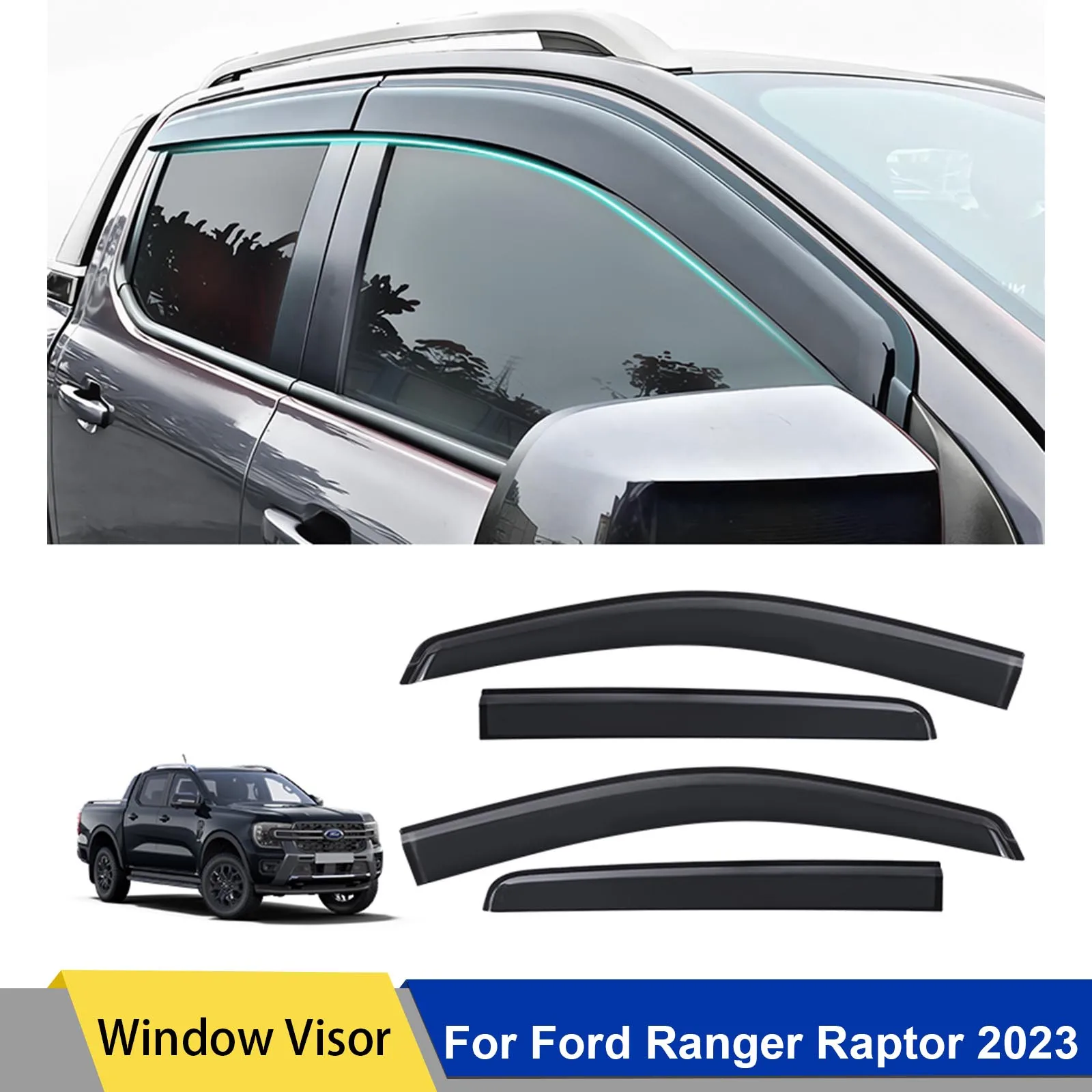 

Weathershield Sun Rain Guards Window Visor Window Deflector For Ford Ranger Raptor 2023 Next Gen Accessories Double Cabin