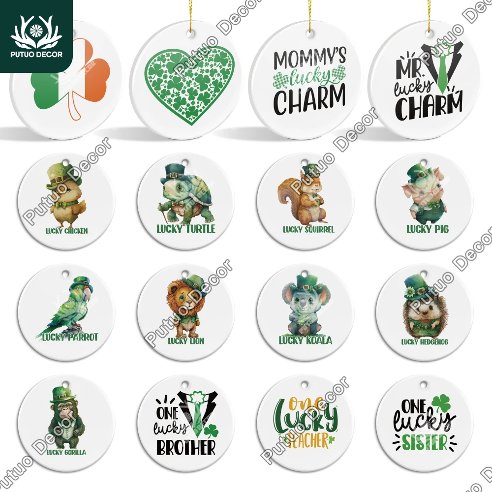 

Putuo Decor St. Patrick's Day Ceramic Ornament: 3x3 Inch, Perfect for Bedroom and Coffee Shop
