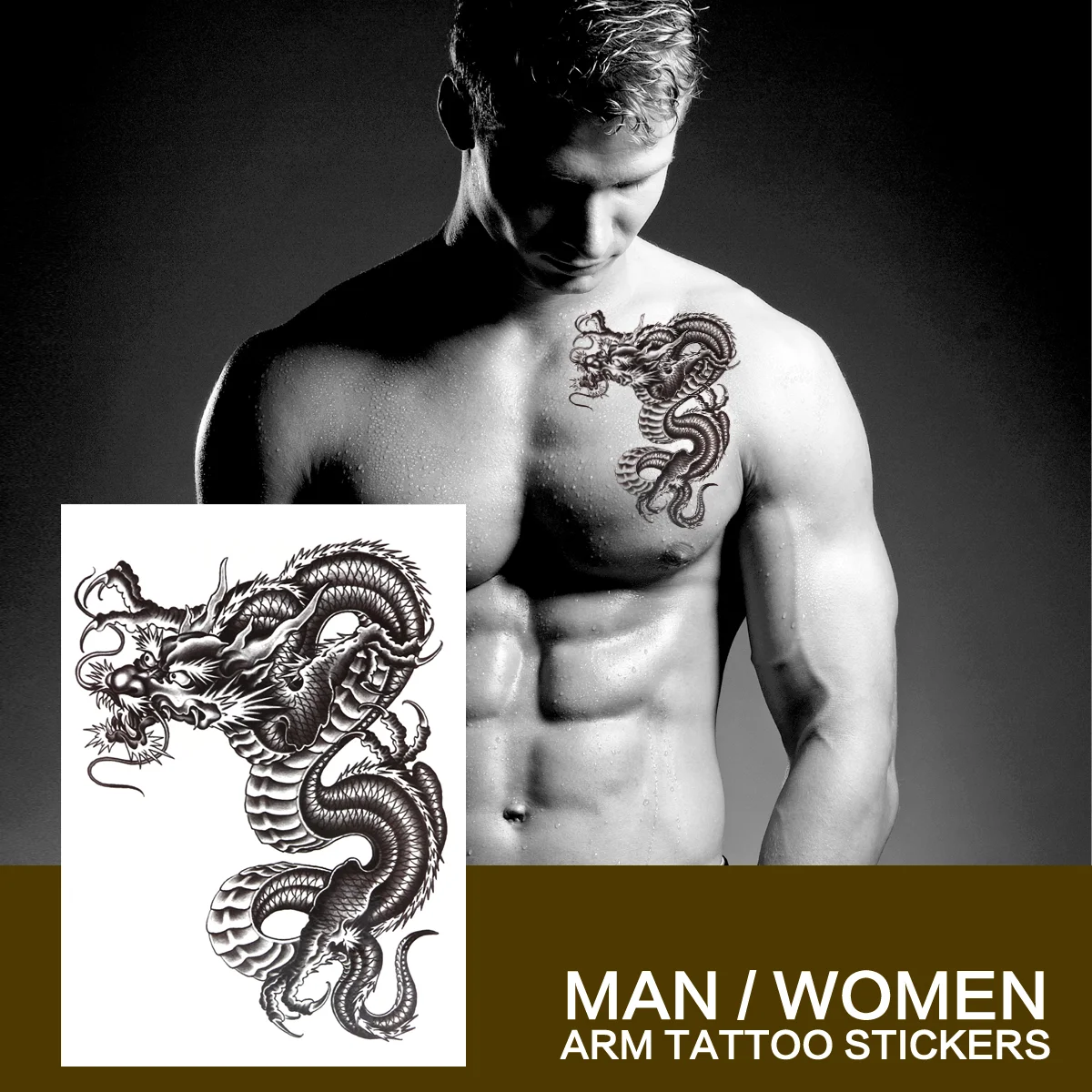 

Healifty Black Temporary Arm Makeup Sticker for Men